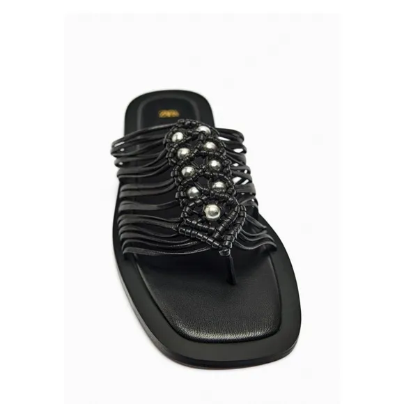 ZARA FLAT WOVEN LEATHER SANDALS