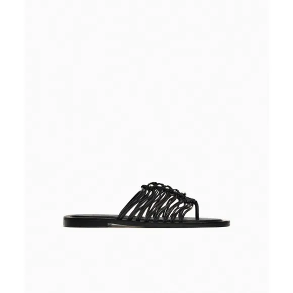 ZARA FLAT WOVEN LEATHER SANDALS