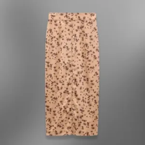 Zara Floral Skirt with Back Slit High Waist Zip Closure Gold Brown W Small NWT