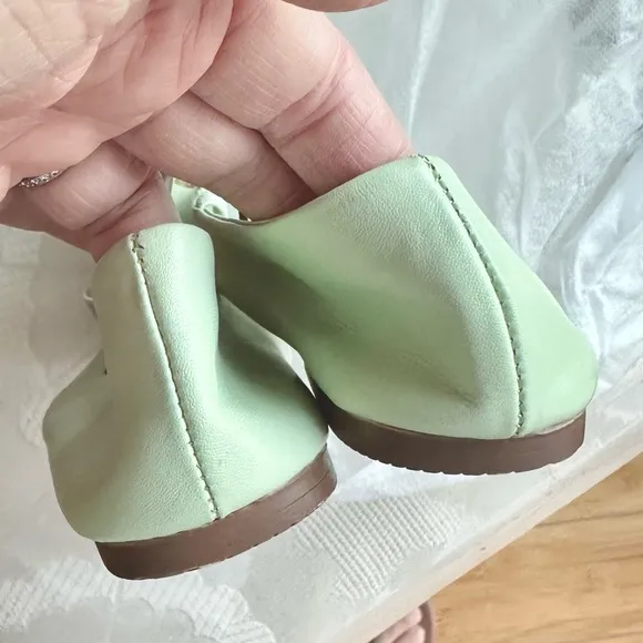 Zara girl leather ballet flats light green NWT