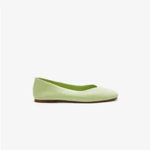 Zara girl leather ballet flats light green NWT