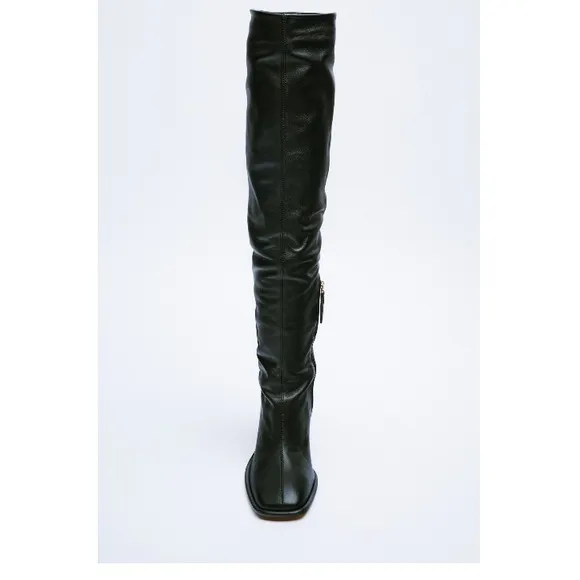 ZARA HEELED LEATHER BOOTS MADE IN SPAIN