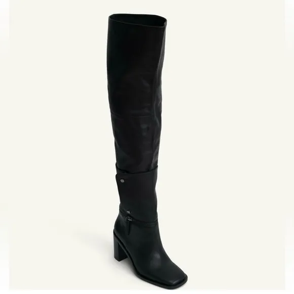 ZARA Knee high boots made of leather with multi-positional detail 7.5 NWT