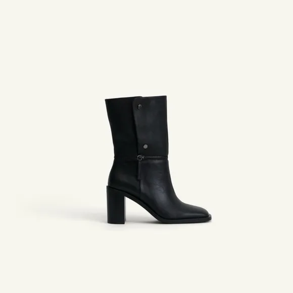 ZARA Knee high boots made of leather with multi-positional detail 7.5 NWT