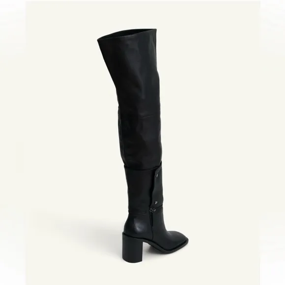 ZARA Knee high boots made of leather with multi-positional detail 7.5 NWT