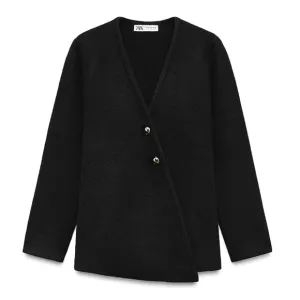 Zara Knit Wrap Cardigan with gold buttons Size M