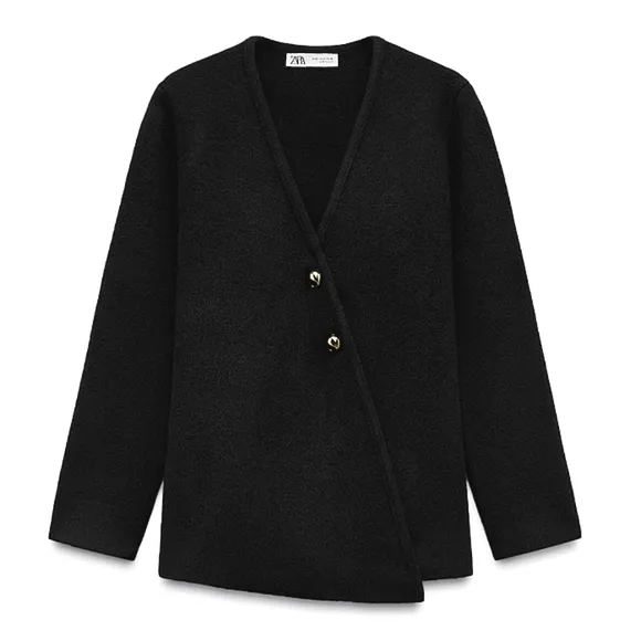 Zara Knit Wrap Cardigan with gold buttons Size M