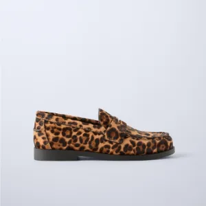Zara leather Animal Print Loafers