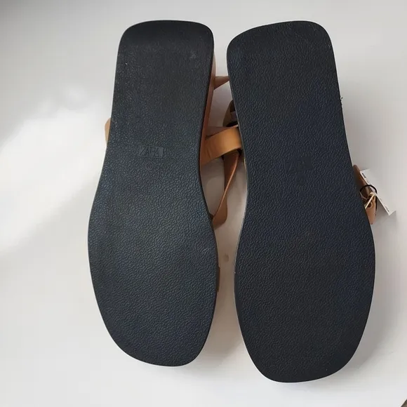 Zara Leather Embellished Flatform Sandals