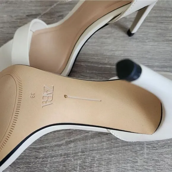 ZARA NEW WOMEN'S HEELED ANKLE BRACELET SANDALS BUCKLED ANKLE STRAP CLOSURE  7,5