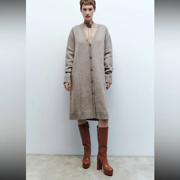 Zara platform leather Boots 2024, camel, designer HTF
