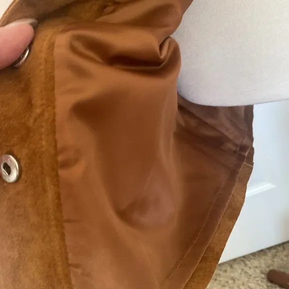 Zara Real Leather Suede Snap Front Mini Skirt Size M