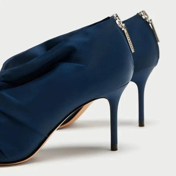 Zara Satin Bootie style Cinched Gathered Heels