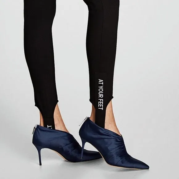 Zara Satin Bootie style Cinched Gathered Heels