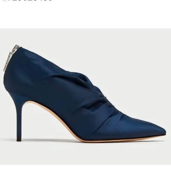 Zara Satin Bootie style Cinched Gathered Heels