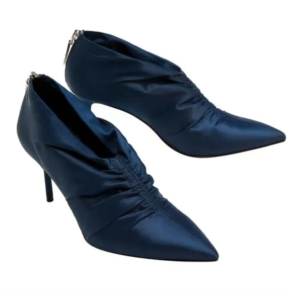 Zara Satin Bootie style Cinched Gathered Heels