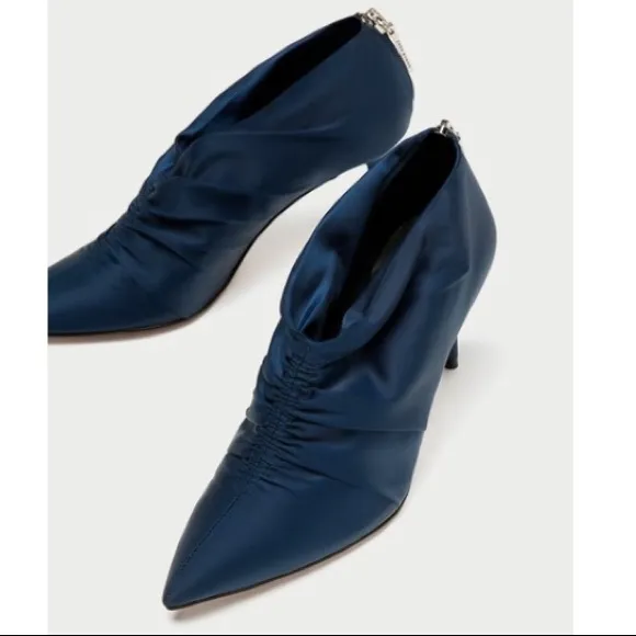 Zara Satin Bootie style Cinched Gathered Heels