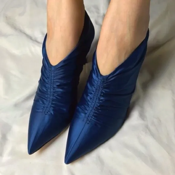Zara Satin Bootie style Cinched Gathered Heels