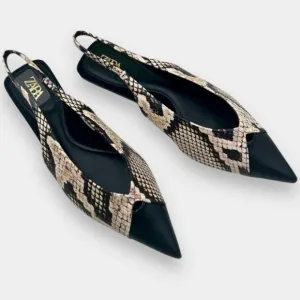 Zara snakeskin print  Sleek Slingback Design