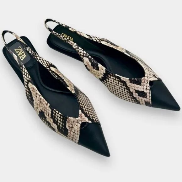 Zara snakeskin print  Sleek Slingback Design