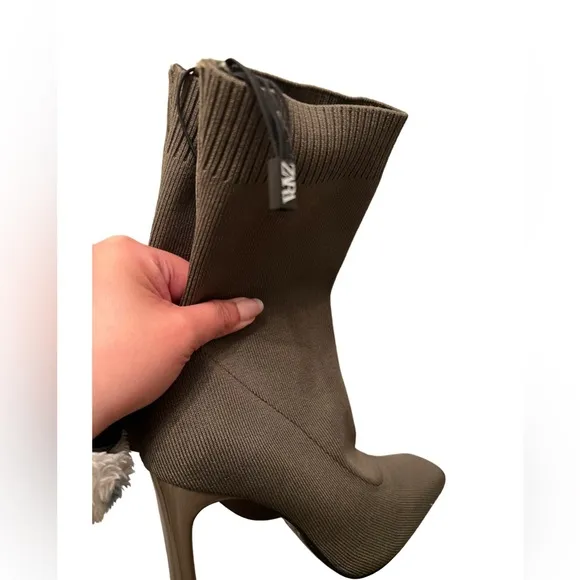 Zara Socks High Heels Ankle Boots