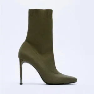 Zara Socks High Heels Ankle Boots