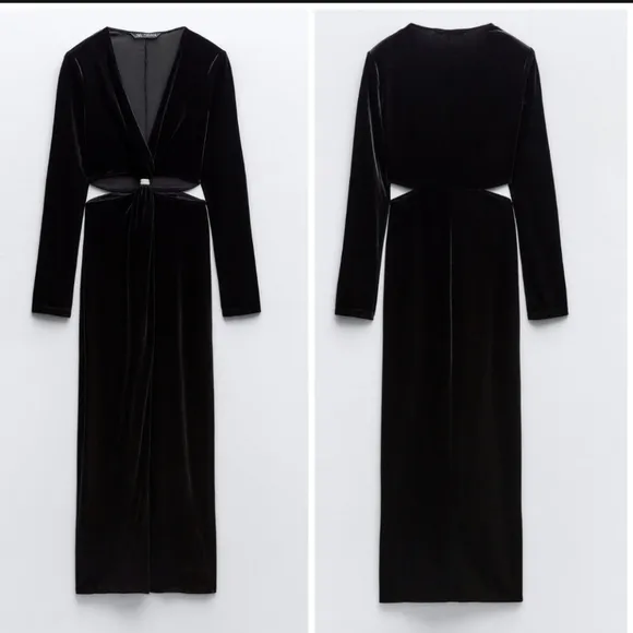 Zara  * velvet midi black dress