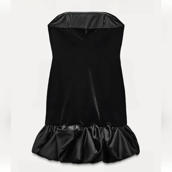 Zara VELVET MINI DRESS Black Size S