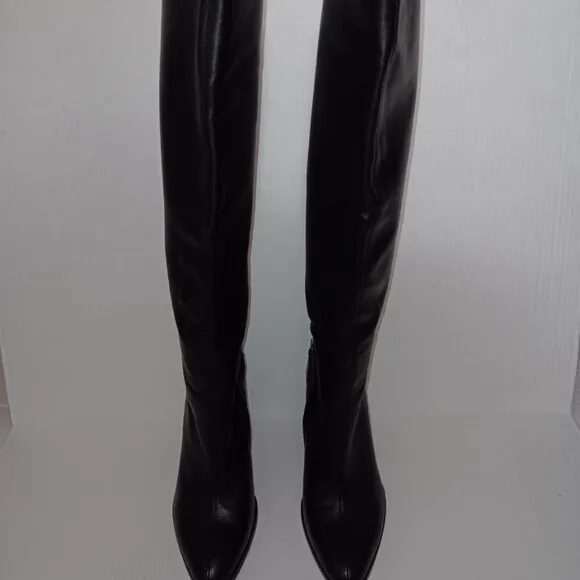 ZARA WOMEN'S SLOUCHY HIGH HEEL LEATHER BOOTS