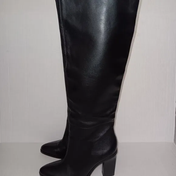 ZARA WOMEN'S SLOUCHY HIGH HEEL LEATHER BOOTS