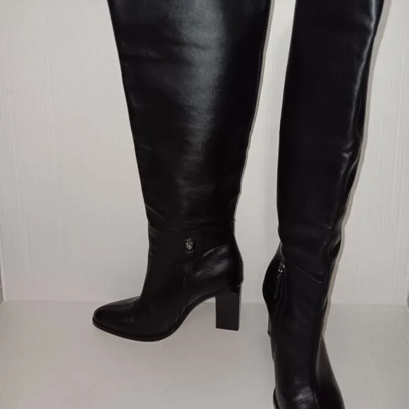 ZARA WOMEN'S SLOUCHY HIGH HEEL LEATHER BOOTS