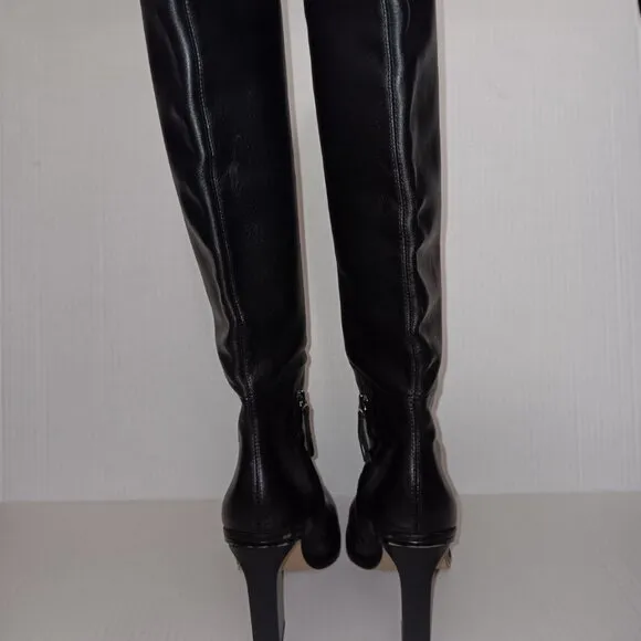 ZARA WOMEN'S SLOUCHY HIGH HEEL LEATHER BOOTS