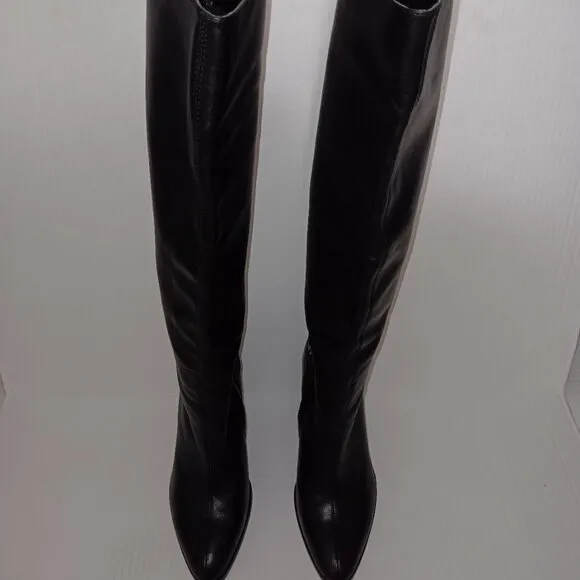 ZARA WOMEN'S SLOUCHY HIGH HEEL LEATHER BOOTS