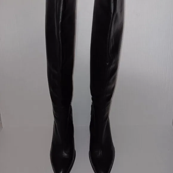 ZARA WOMEN'S SLOUCHY HIGH HEEL LEATHER BOOTS
