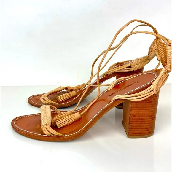 ZIMMERMANN Wrap Weave Leather Sandal Block Heel
