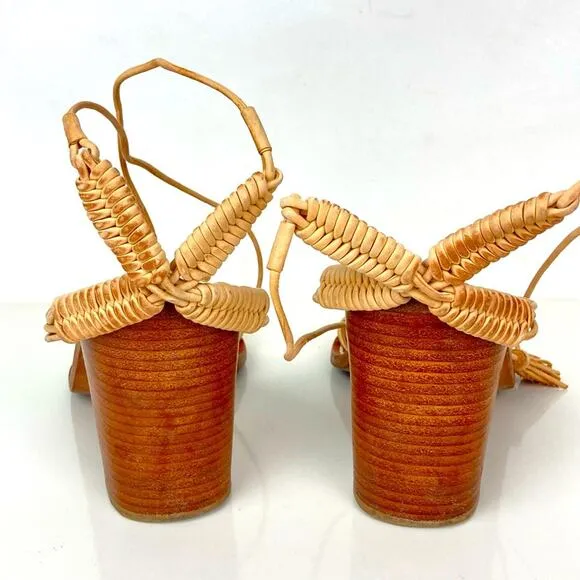 ZIMMERMANN Wrap Weave Leather Sandal Block Heel