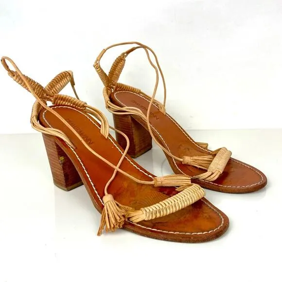 ZIMMERMANN Wrap Weave Leather Sandal Block Heel