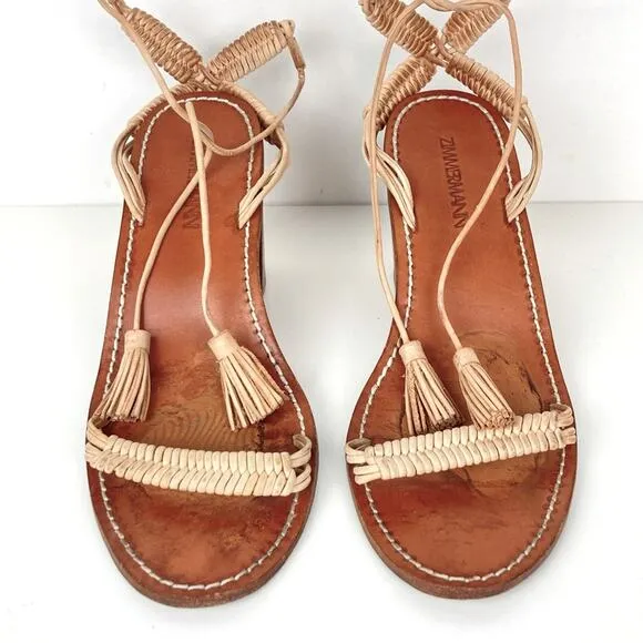 ZIMMERMANN Wrap Weave Leather Sandal Block Heel