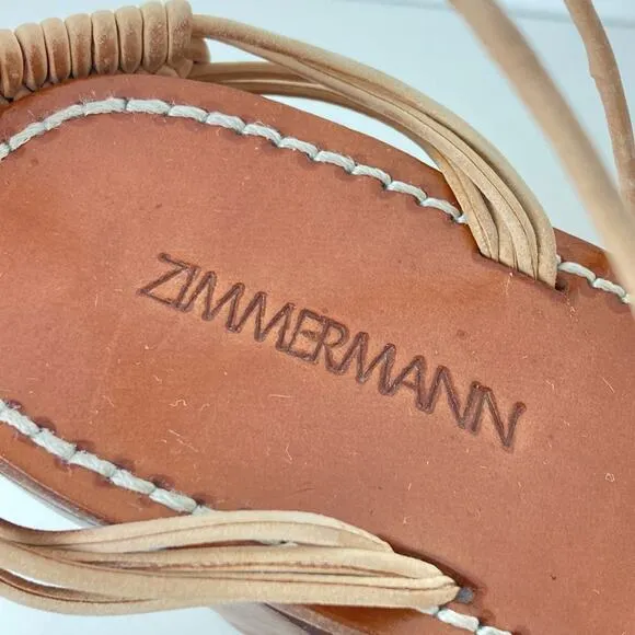 ZIMMERMANN Wrap Weave Leather Sandal Block Heel