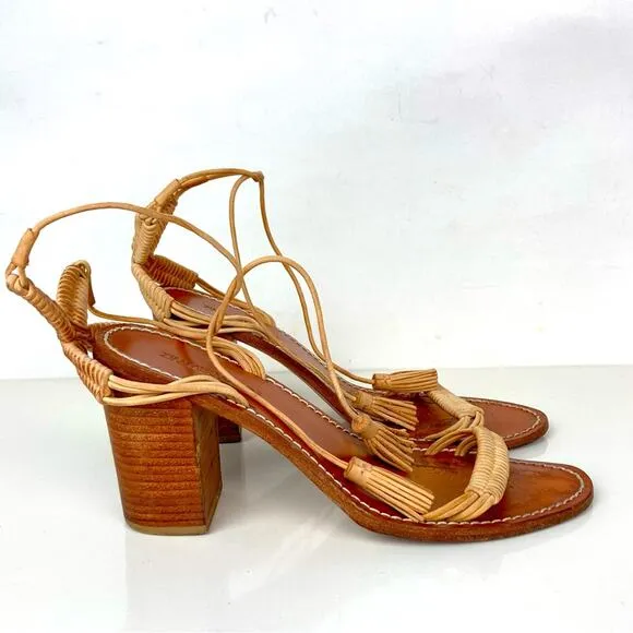 ZIMMERMANN Wrap Weave Leather Sandal Block Heel